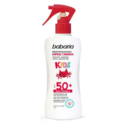 Babaria Spray Protetor Solar Infantil SPF50+ Pele Atópica o sensível 200ml